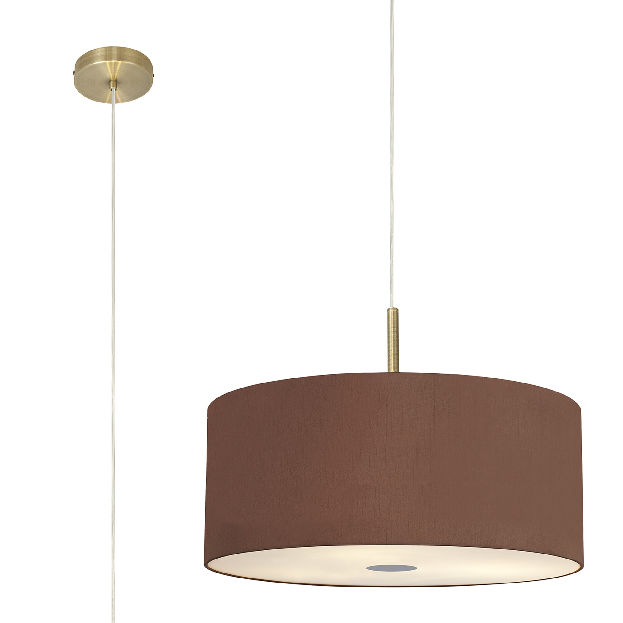 DK0520  Baymont 60cm 5 Light Pendant Antique Brass, Raw Cocoa/Grecian Bronze, Frosted Diffuser